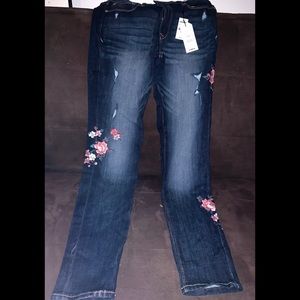 Express jean leggings mid rise with flowers